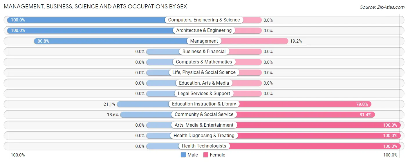 Management, Business, Science and Arts Occupations by Sex in Zip Code 78963