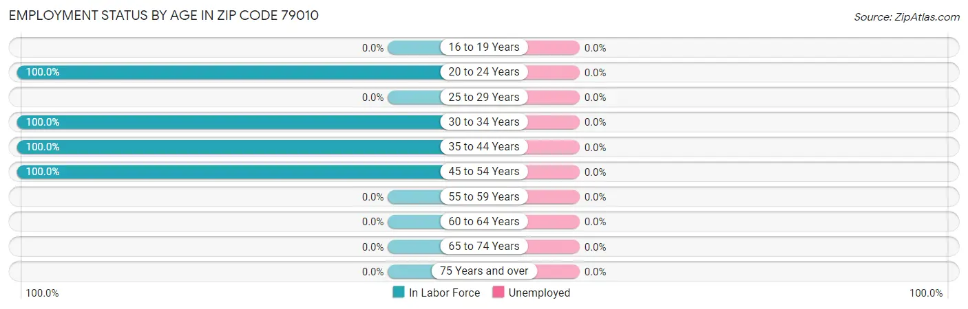 Employment Status by Age in Zip Code 79010