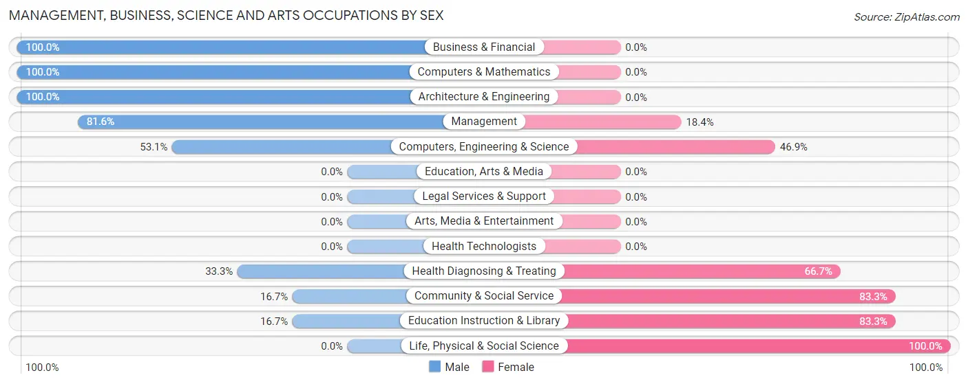 Management, Business, Science and Arts Occupations by Sex in Zip Code 79031