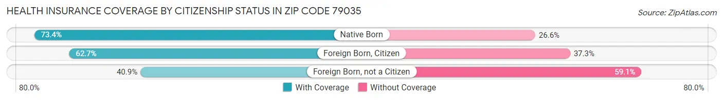 Health Insurance Coverage by Citizenship Status in Zip Code 79035