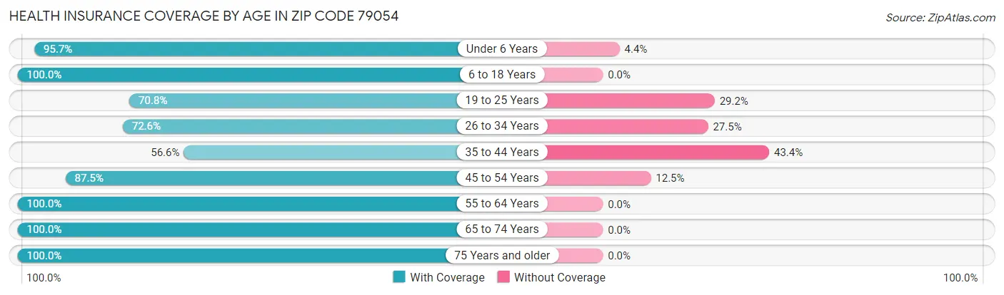Health Insurance Coverage by Age in Zip Code 79054