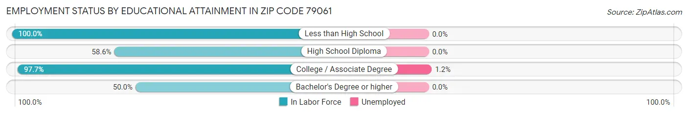 Employment Status by Educational Attainment in Zip Code 79061