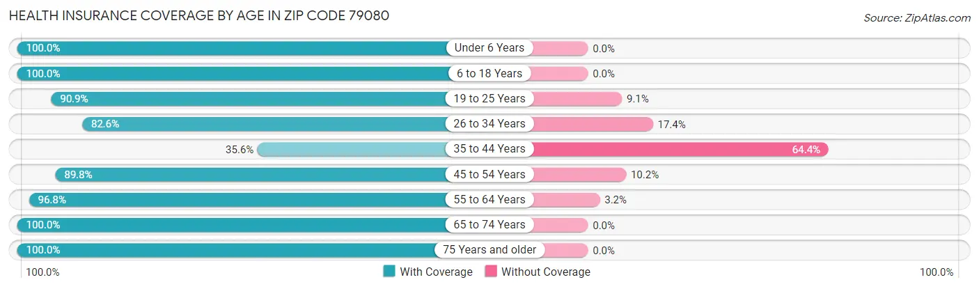 Health Insurance Coverage by Age in Zip Code 79080