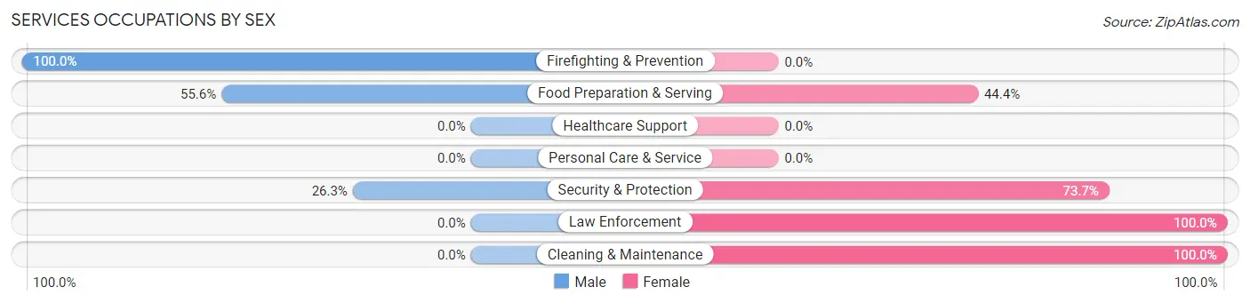 Services Occupations by Sex in Zip Code 79080