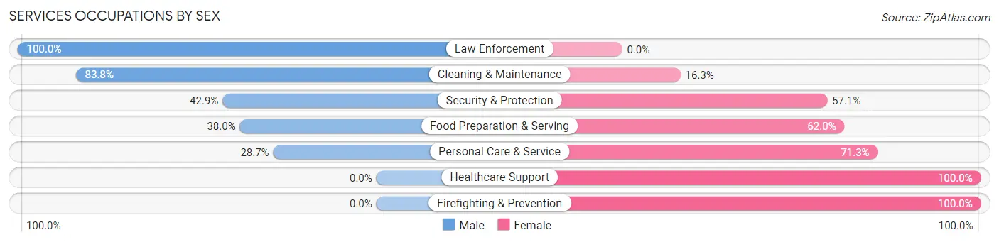 Services Occupations by Sex in Zip Code 79095