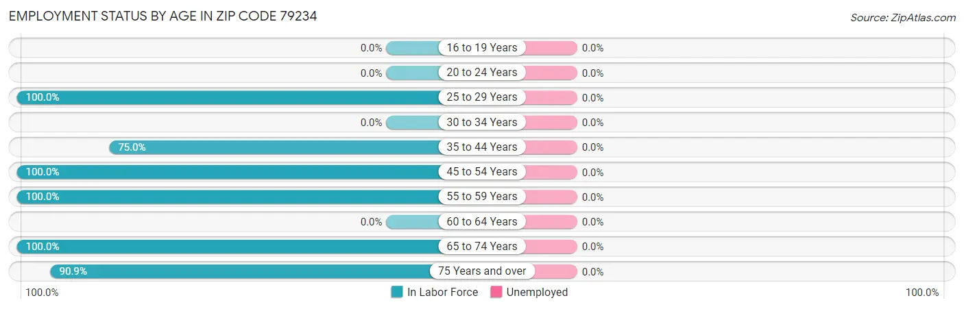 Employment Status by Age in Zip Code 79234