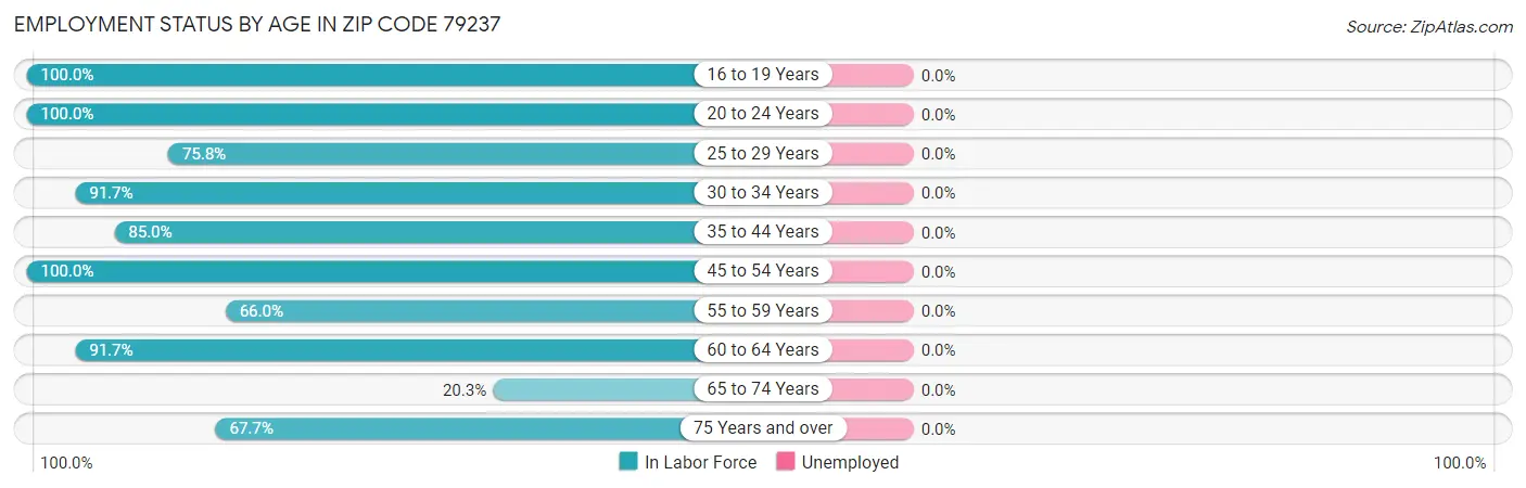 Employment Status by Age in Zip Code 79237
