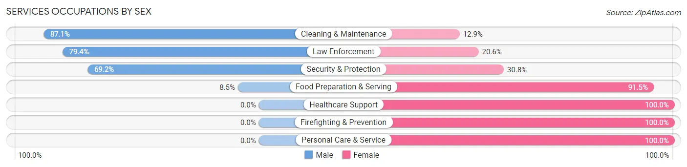 Services Occupations by Sex in Zip Code 79311