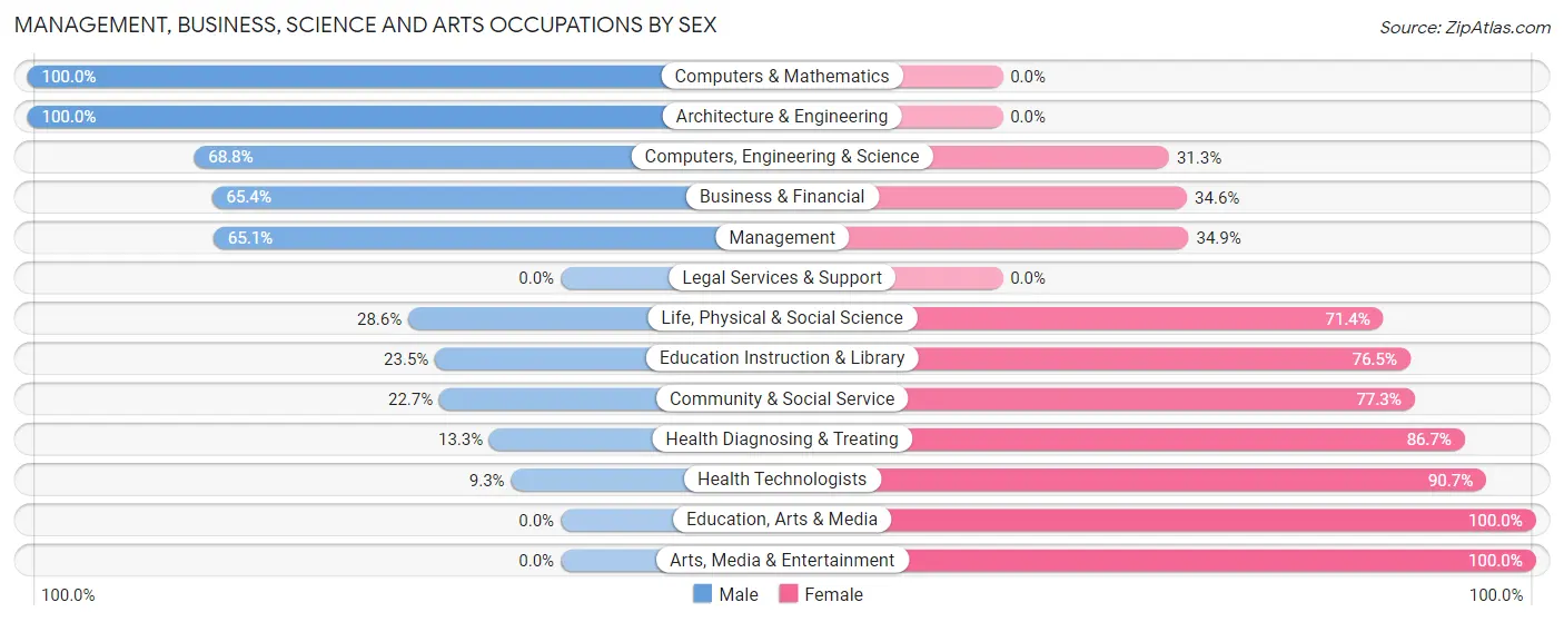 Management, Business, Science and Arts Occupations by Sex in Zip Code 79381