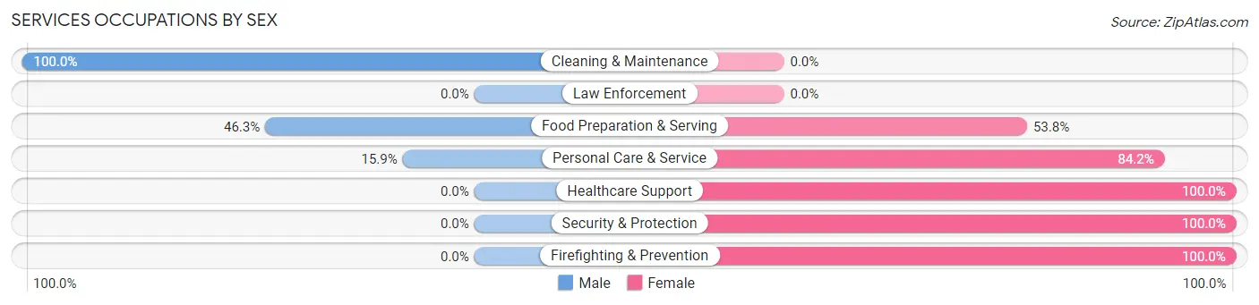 Services Occupations by Sex in Zip Code 79406