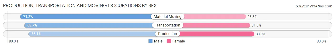 Production, Transportation and Moving Occupations by Sex in Zip Code 79413