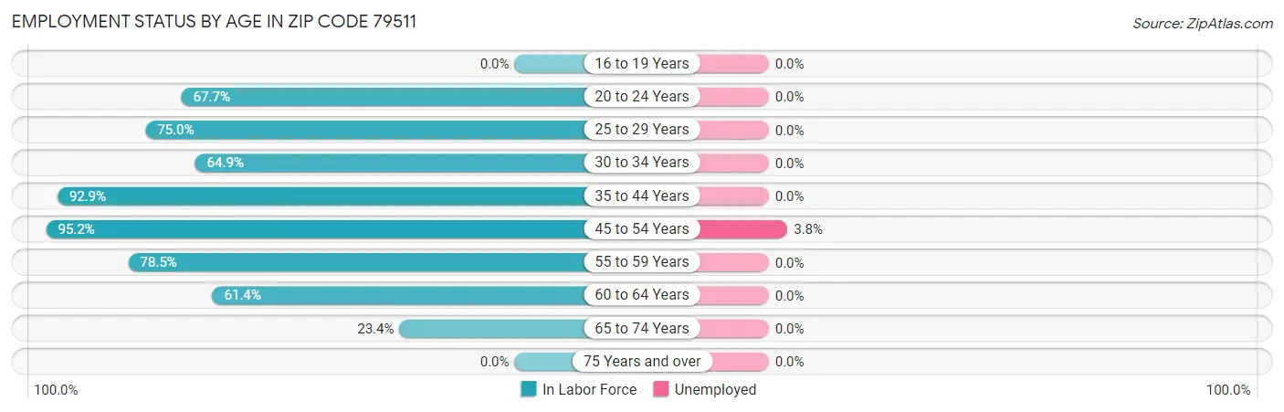Employment Status by Age in Zip Code 79511