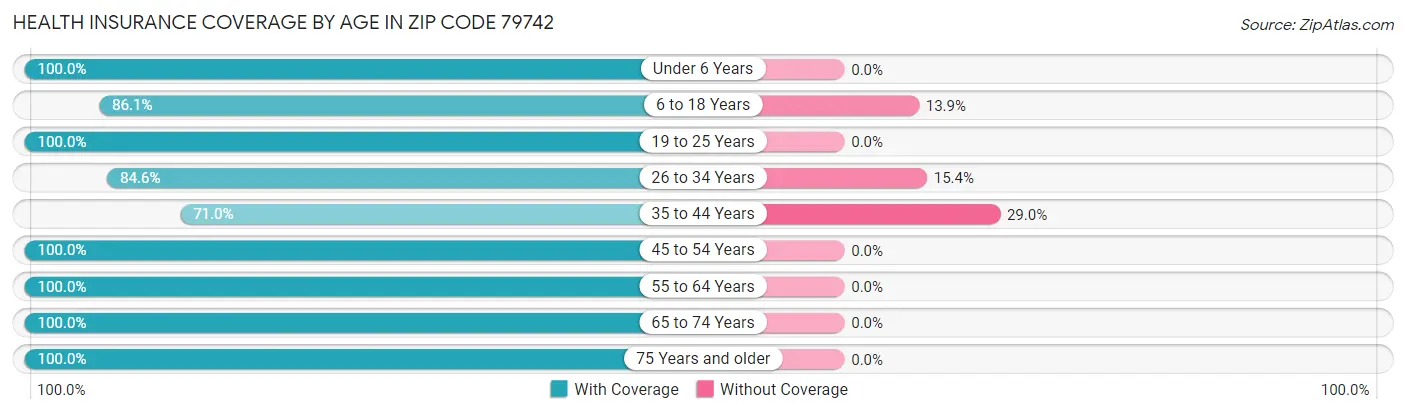 Health Insurance Coverage by Age in Zip Code 79742