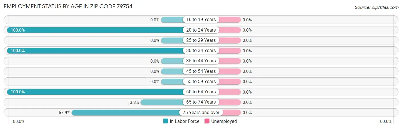 Employment Status by Age in Zip Code 79754