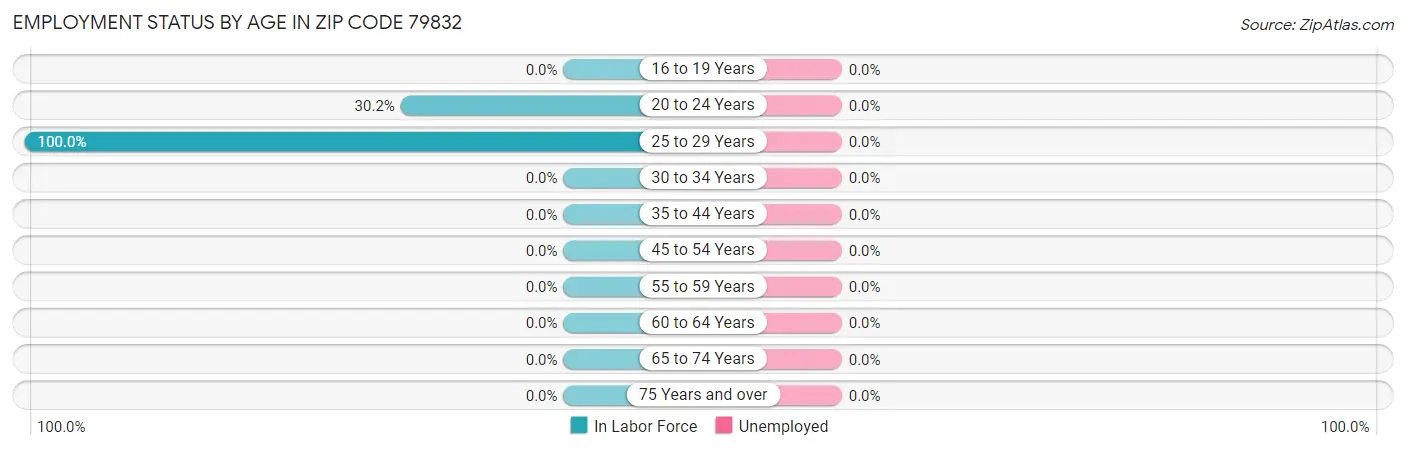 Employment Status by Age in Zip Code 79832