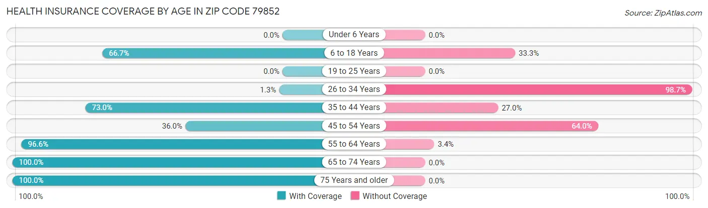 Health Insurance Coverage by Age in Zip Code 79852