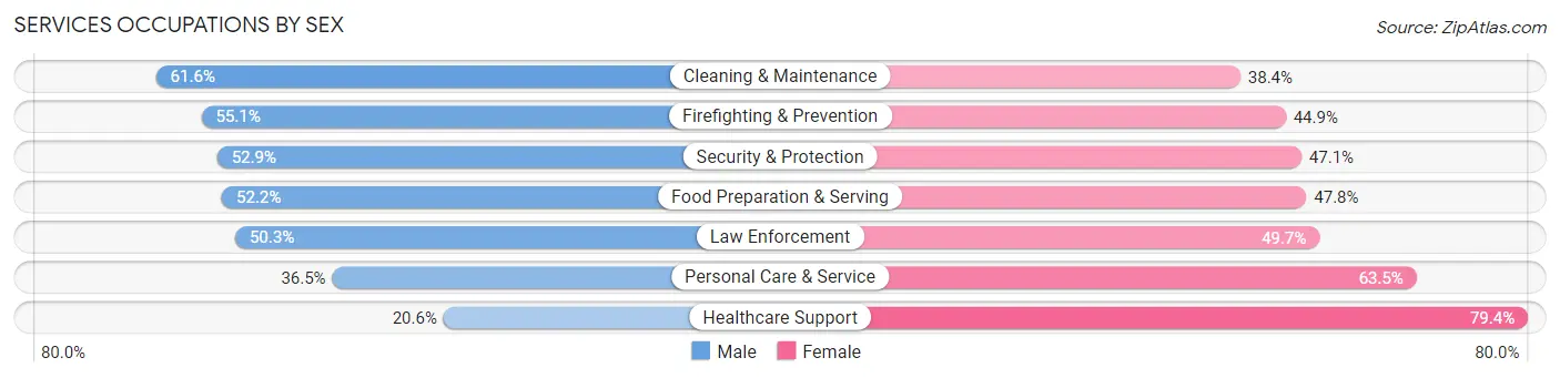 Services Occupations by Sex in Zip Code 79903