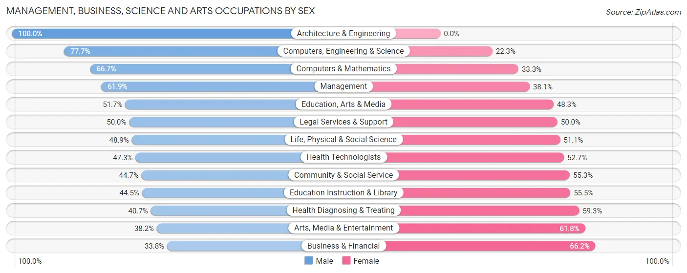 Management, Business, Science and Arts Occupations by Sex in Zip Code 79904