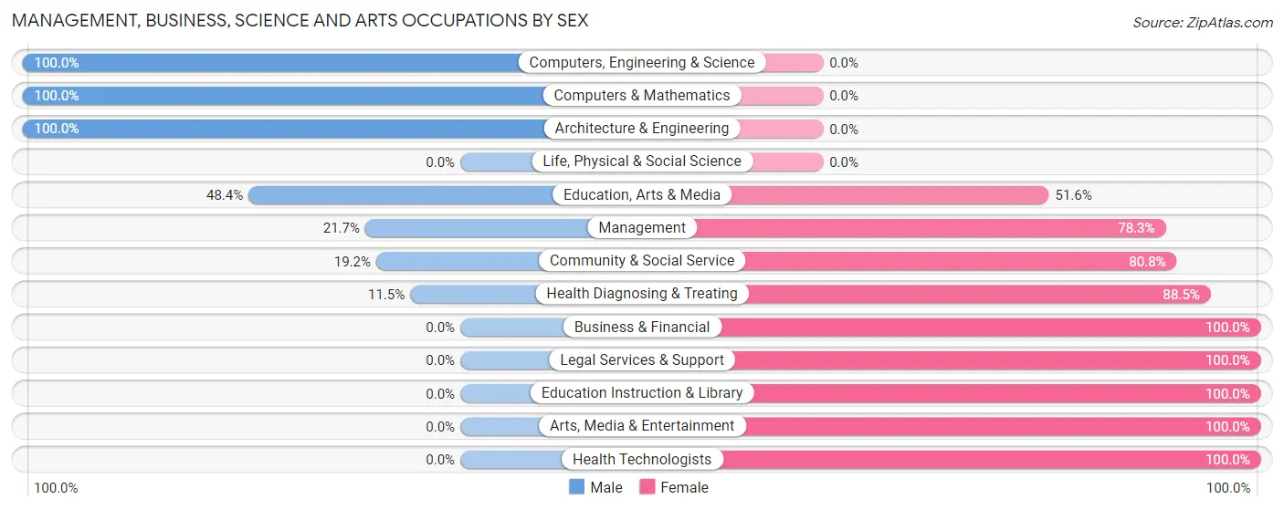 Management, Business, Science and Arts Occupations by Sex in Zip Code 79906