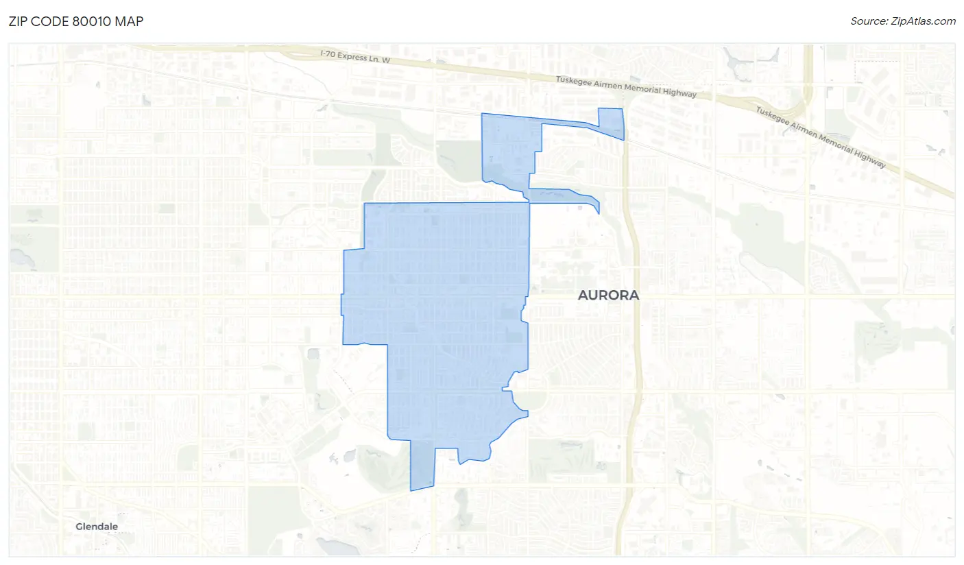 Zip Code 80010 Map