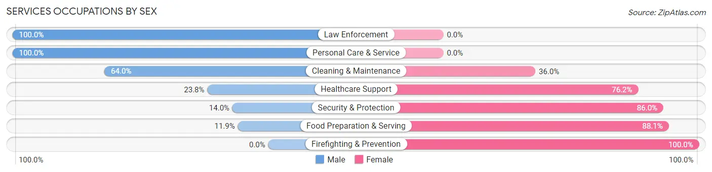 Services Occupations by Sex in Zip Code 80019
