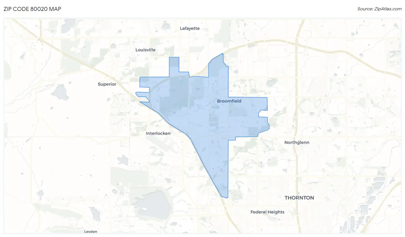 Zip Code 80020 Map