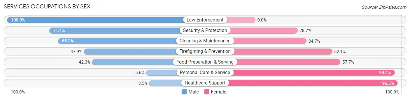 Services Occupations by Sex in Zip Code 80023