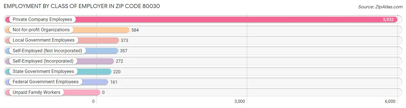 Employment by Class of Employer in Zip Code 80030