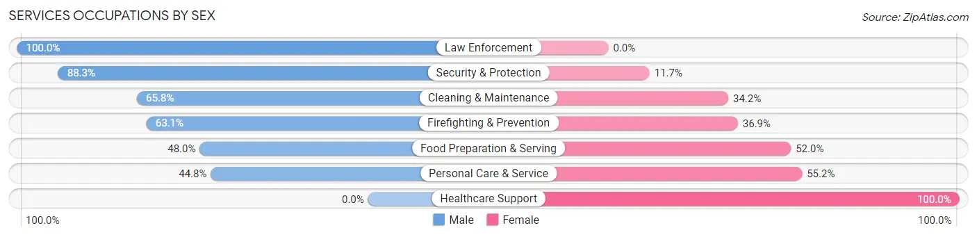 Services Occupations by Sex in Zip Code 80109