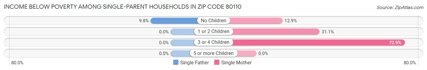 Income Below Poverty Among Single-Parent Households in Zip Code 80110