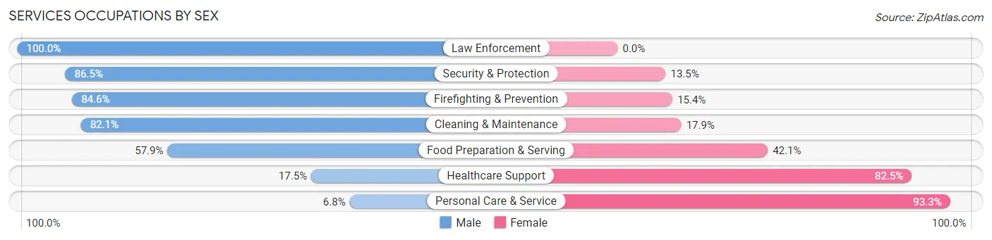 Services Occupations by Sex in Zip Code 80113
