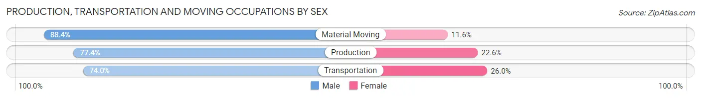 Production, Transportation and Moving Occupations by Sex in Zip Code 80129