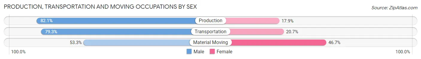 Production, Transportation and Moving Occupations by Sex in Zip Code 80136
