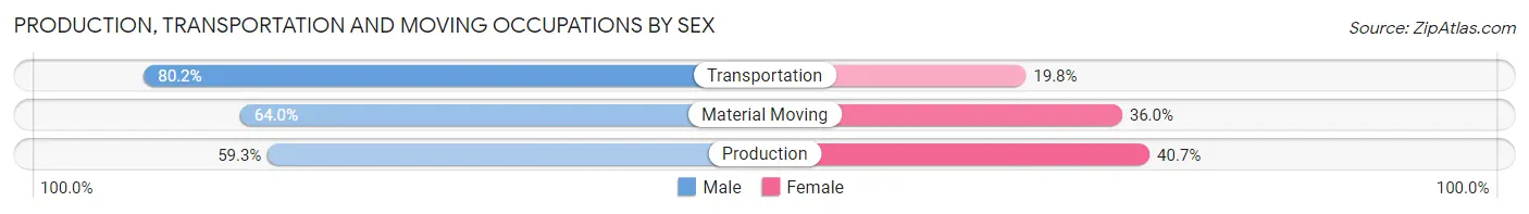 Production, Transportation and Moving Occupations by Sex in Zip Code 80205