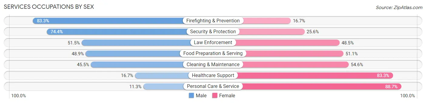 Services Occupations by Sex in Zip Code 80238