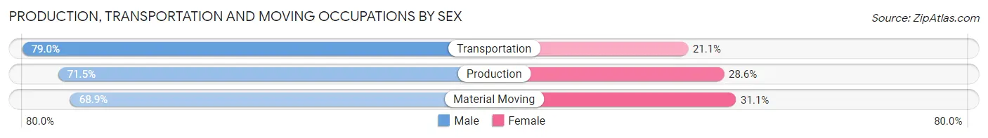 Production, Transportation and Moving Occupations by Sex in Zip Code 80239