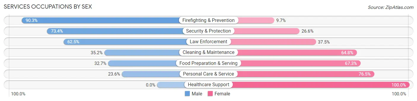 Services Occupations by Sex in Zip Code 80241