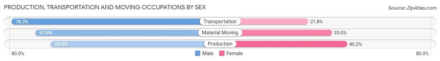 Production, Transportation and Moving Occupations by Sex in Zip Code 80246