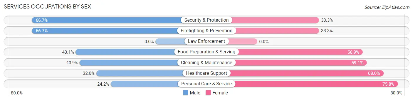 Services Occupations by Sex in Zip Code 80247