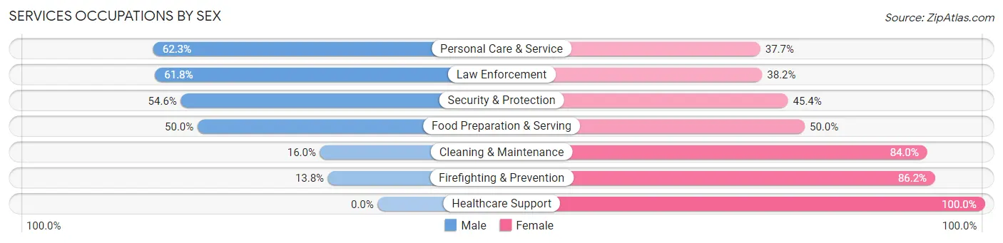 Services Occupations by Sex in Zip Code 80422