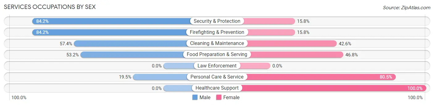 Services Occupations by Sex in Zip Code 80435