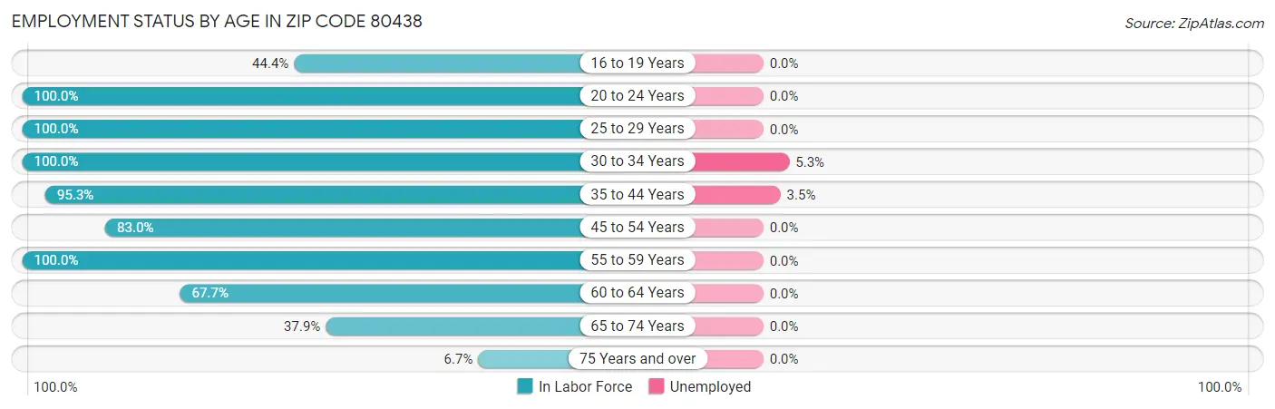 Employment Status by Age in Zip Code 80438