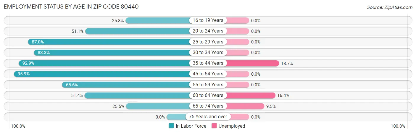 Employment Status by Age in Zip Code 80440
