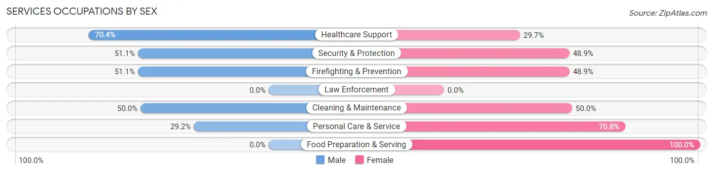 Services Occupations by Sex in Zip Code 80443