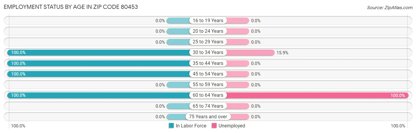 Employment Status by Age in Zip Code 80453