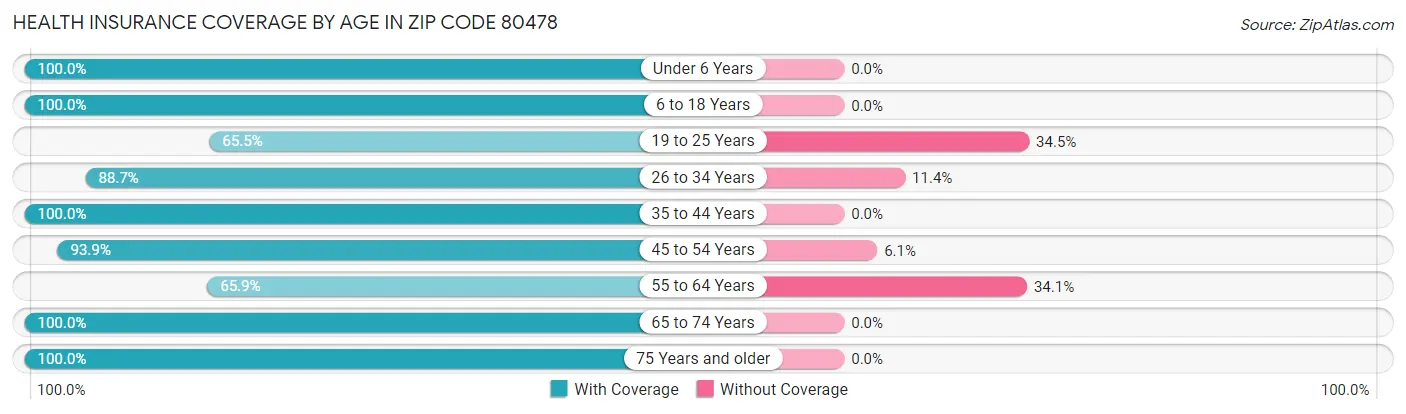 Health Insurance Coverage by Age in Zip Code 80478