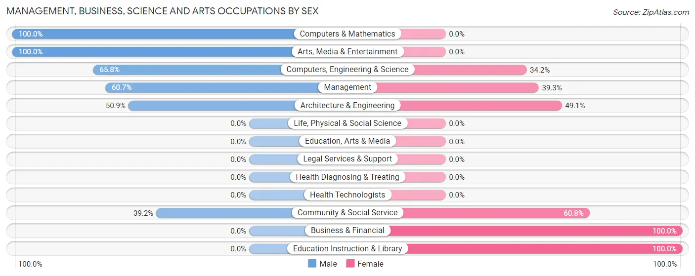 Management, Business, Science and Arts Occupations by Sex in Zip Code 80478