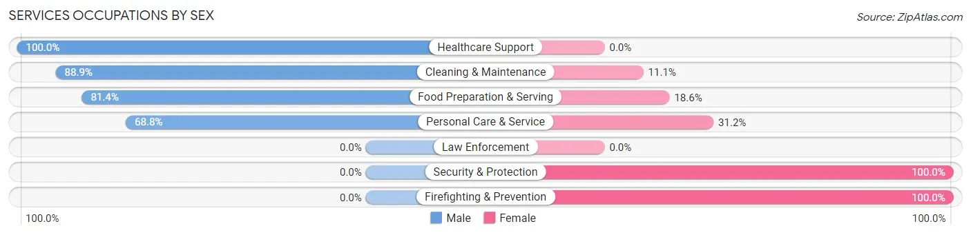 Services Occupations by Sex in Zip Code 80478