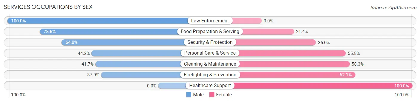 Services Occupations by Sex in Zip Code 80480