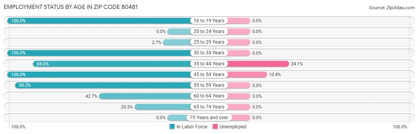 Employment Status by Age in Zip Code 80481